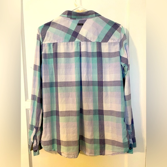 Columbia sportswear button up shirt roll-up sleeves hiking outdoors camp REI Lg - Picture 3 of 7